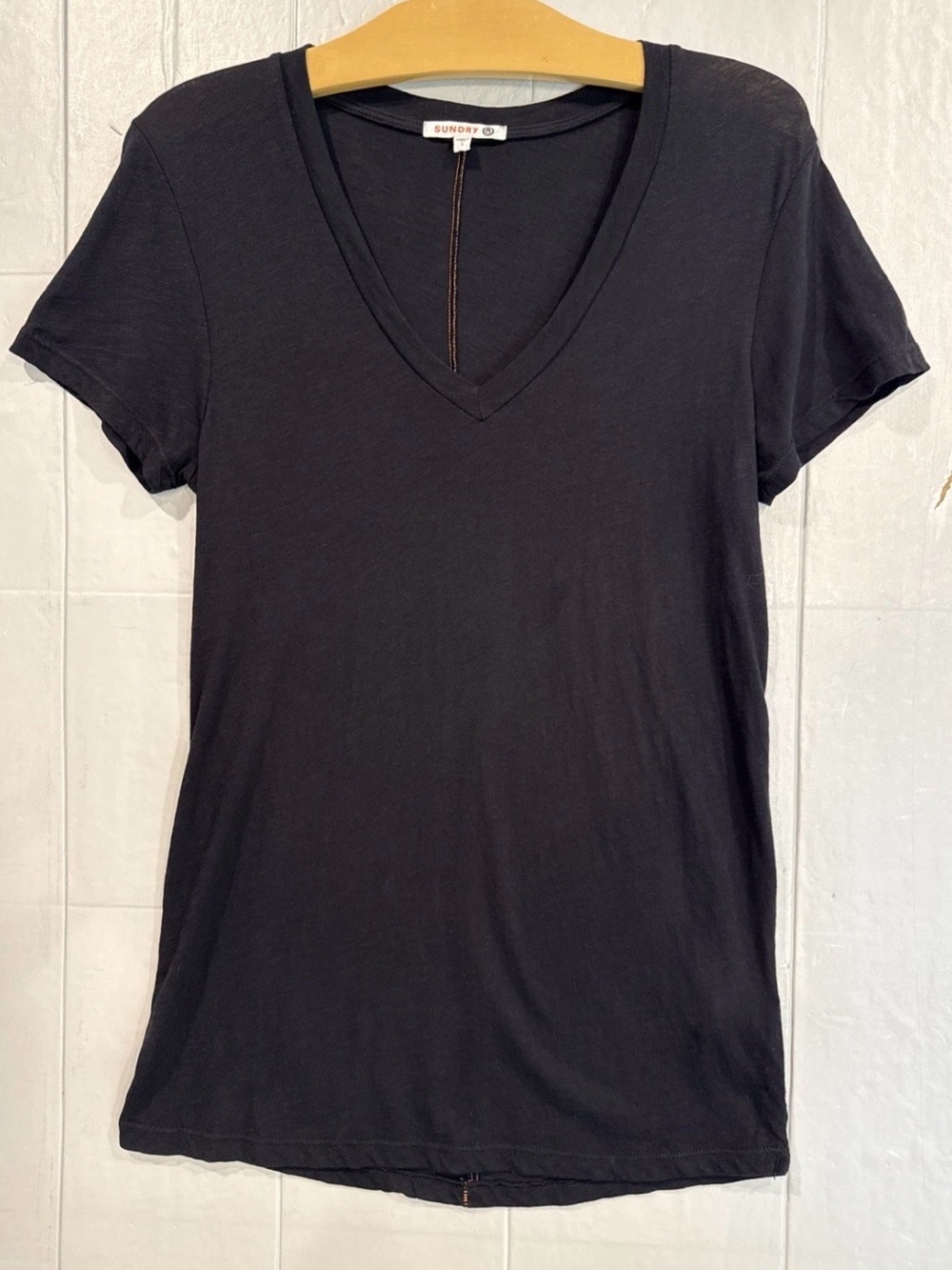 Sundry Pima Cotton Black V-Neck Short Sleeve Tee